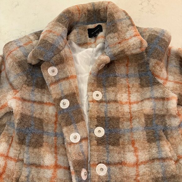 EN SAISON Plaid Faux Shearling Jacket In Multi Size Small - Picture 5 of 8